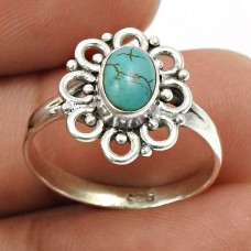 Turquoise Gemstone Ring 925 Sterling Silver Vintage Look Jewelry B33