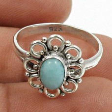 Larimar Gemstone Ring 925 Sterling Silver Vintage Jewelry O32