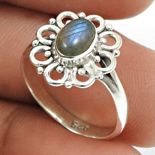 Labradorite Gemstone Ring 925 Sterling Silver Traditional Jewelry P32