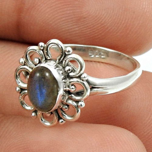 Labradorite Gemstone Ring 925 Sterling Silver Ethnic Jewelry Q4