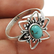 Turquoise Gemstone Ring 925 Sterling Silver Vintage Jewelry C34