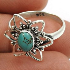 Turquoise Gemstone Ring 925 Sterling Silver Traditional Jewelry D34