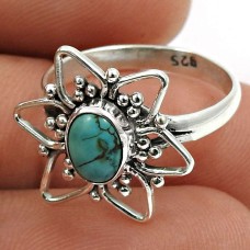 Turquoise Gemstone Ring 925 Sterling Silver Ethnic Jewelry E34