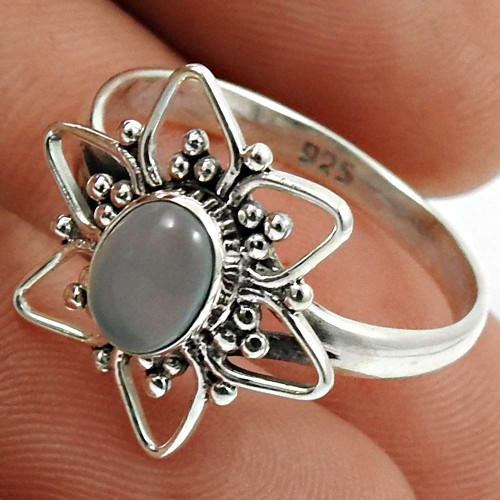 Chalcedony Gemstone Ring 925 Sterling Silver Traditional Jewelry N34