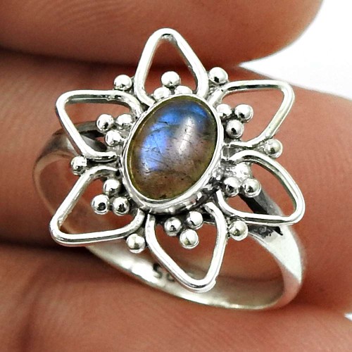 Labradorite Gemstone Ring 925 Sterling Silver Handmade Jewelry Y33