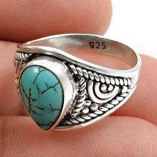 Turquoise Gemstone Ring 925 Sterling Silver Handmade Jewelry M35