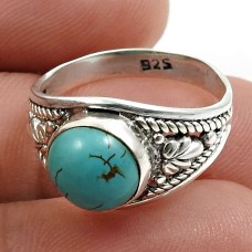 Turquoise Gemstone Ring 925 Sterling Silver Indian Handmade Jewelry I36