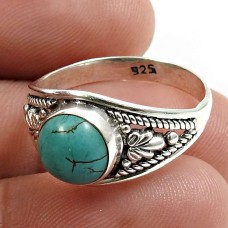 Turquoise Gemstone Ring 925 Sterling Silver Vintage Jewelry K36