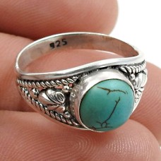 Turquoise Gemstone Ring 925 Sterling Silver Traditional Jewelry L36