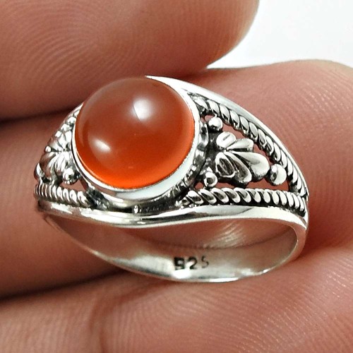 Carnelian Gemstone Ring 925 Sterling Silver Traditional Jewelry V36