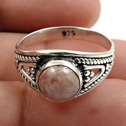 Rhodochrosite Gemstone Ring Size 8.5 925 Sterling Silver Jewelry U41
