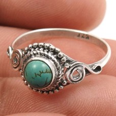 Turquoise Gemstone Ring 925 Sterling Silver Stylish Jewelry S37