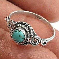 Turquoise Gemstone Ring 925 Sterling Silver Tribal Jewelry T37