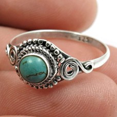 Turquoise Gemstone Ring 925 Sterling Silver Indian Handmade Jewelry W37