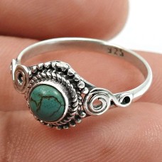 Turquoise Gemstone Ring 925 Sterling Silver Handmade Indian Jewelry X37