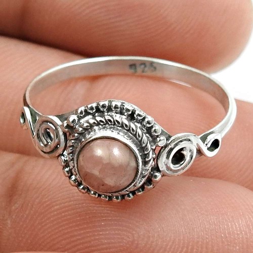 Rhodochrosite Gemstone Ring 925 Sterling Silver Tribal Jewelry D38