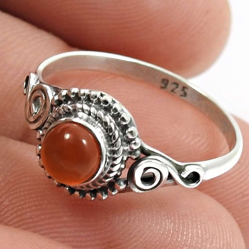 Carnelian Gemstone Ring 925 Sterling Silver Tribal Jewelry N38