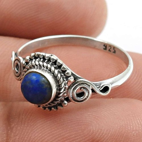 Lapis Gemstone Ring 925 Sterling Silver Vintage Jewelry S38