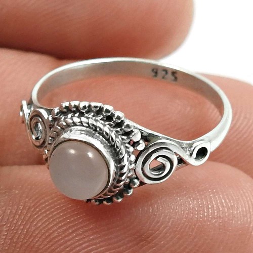 Rose Quartz Gemstone Ring 925 Sterling Silver Tribal Jewelry X38