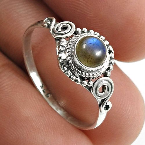 Labradorite Gemstone Ring 925 Sterling Silver Traditional Jewelry F37