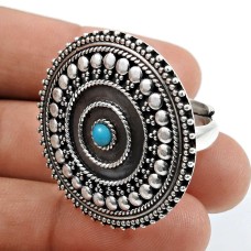 Turquoise Gemstone Ring 925 Sterling Silver Handmade Jewelry C40