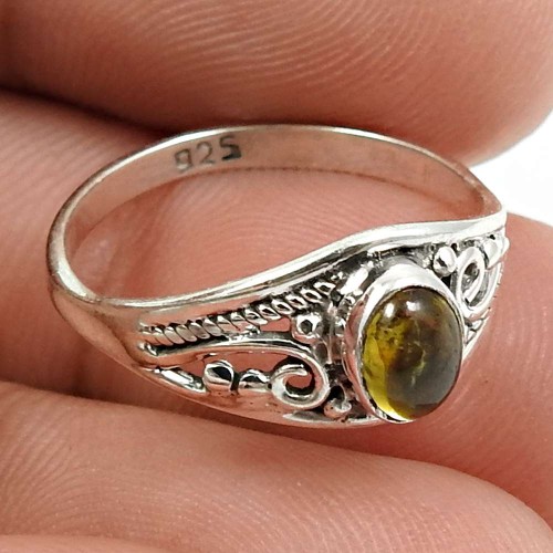 Tourmaline Gemstone Ring 925 Sterling Silver Vintage Jewelry A41