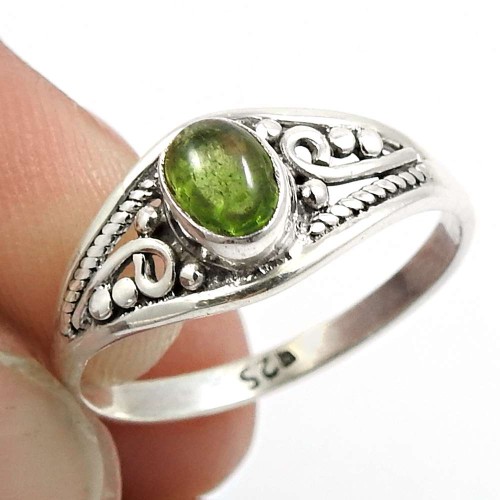 Tourmaline Gemstone Ring 925 Sterling Silver Vintage Look Jewelry D41