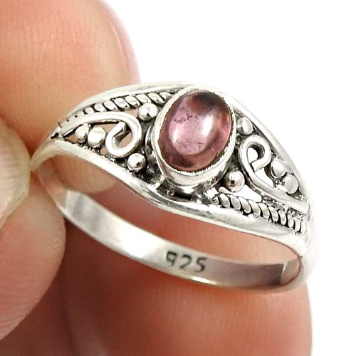Tourmaline Gemstone Ring 925 Sterling Silver Traditional Jewelry L41