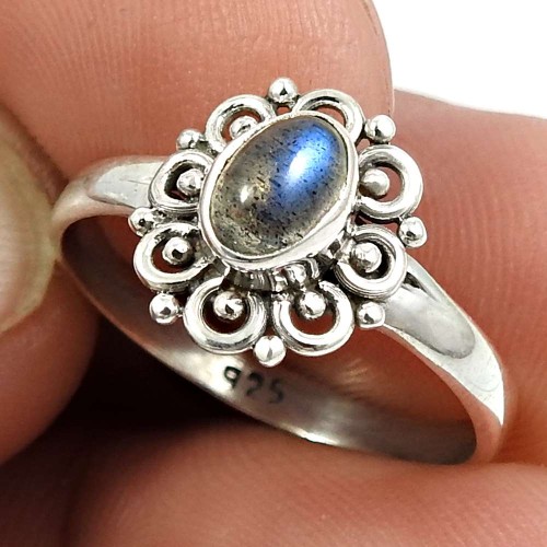 Labradorite Gemstone Ring 925 Sterling Silver Ethnic Jewelry G42