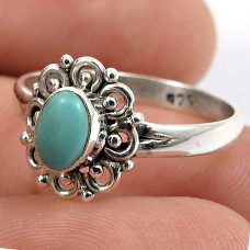 Turquoise Gemstone Ring 925 Sterling Silver Vintage Jewelry O42