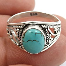 Turquoise Gemstone Ring 925 Sterling Silver Stylish Jewelry M43