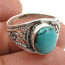 Turquoise Gemstone Ring 925 Sterling Silver Handmade Jewelry O43