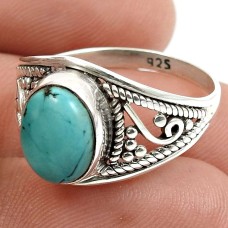 Turquoise Gemstone Ring 925 Sterling Silver Indian Jewelry P43