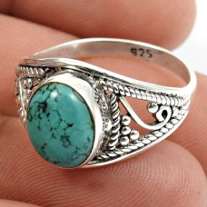 Turquoise Gemstone Ring 925 Sterling Silver Indian Handmade Jewelry Q3
