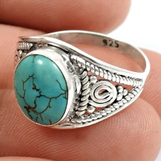Turquoise Gemstone Ring 925 Sterling Silver Stylish Jewelry Q4