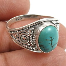 Turquoise Gemstone Ring 925 Sterling Silver Handmade Jewelry S44