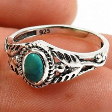 Turquoise Gemstone Ring 925 Sterling Silver Indian Jewelry B47
