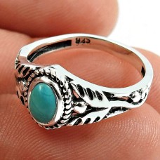 Turquoise Gemstone Ring 925 Sterling Silver Handmade Indian Jewelry D47