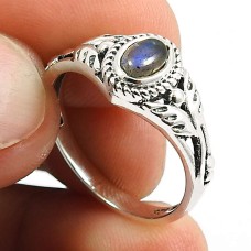 Labradorite Gemstone Ring 925 Sterling Silver Vintage Jewelry K46