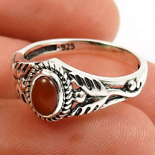 Carnelian Gemstone Ring 925 Sterling Silver Indian Jewelry L47
