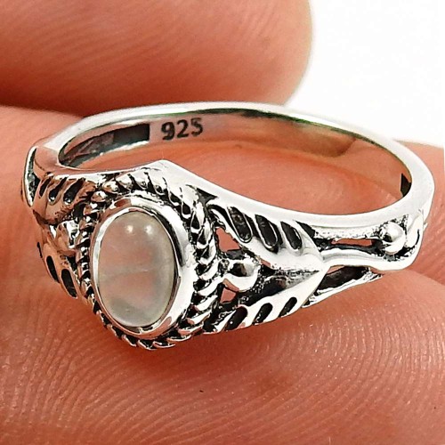 Rose Quartz Gemstone Ring 925 Sterling Silver Indian Handmade Jewelry M47