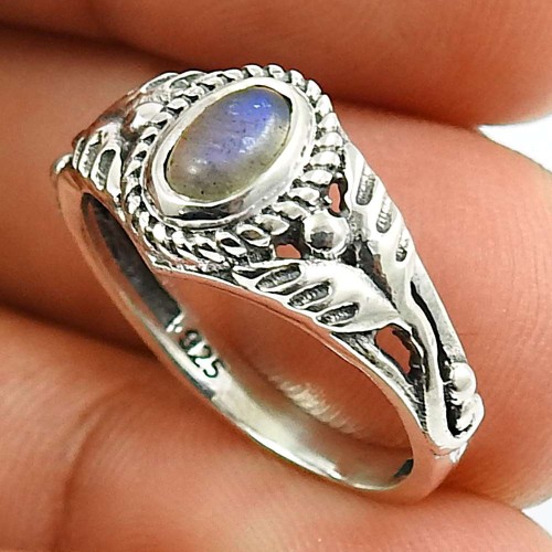 Labradorite Gemstone Ring 925 Sterling Silver Tribal Jewelry P46