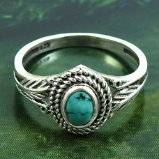 Turquoise Gemstone Ring 925 Sterling Silver Indian Handmade Jewelry G48