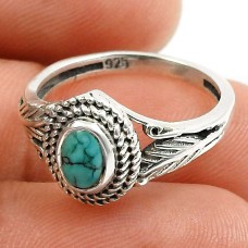 Turquoise Gemstone Ring 925 Sterling Silver Vintage Jewelry I48
