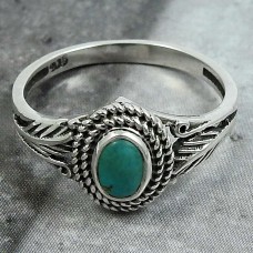 Turquoise Gemstone Ring 925 Sterling Silver Vintage Look Jewelry L48