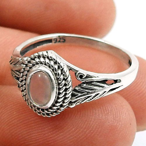 Rose Quartz Gemstone Ring 925 Sterling Silver Ethnic Jewelry U48