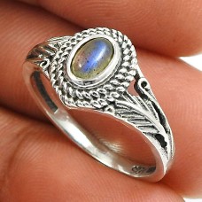 Labradorite Gemstone Ring 925 Sterling Silver Indian Jewelry V47