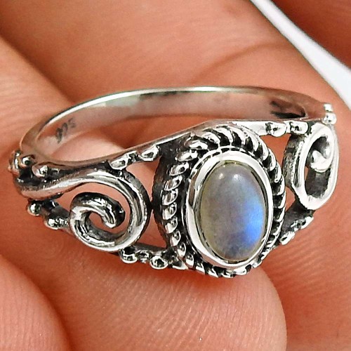 Labradorite Gemstone Ring 925 Sterling Silver Handmade Indian Jewelry L49
