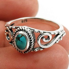 Turquoise Gemstone Ring 925 Sterling Silver Indian Handmade Jewelry U49