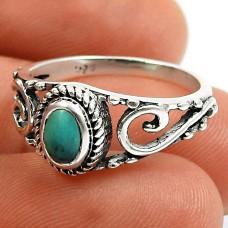 Turquoise Gemstone Ring 925 Sterling Silver Vintage Jewelry W49